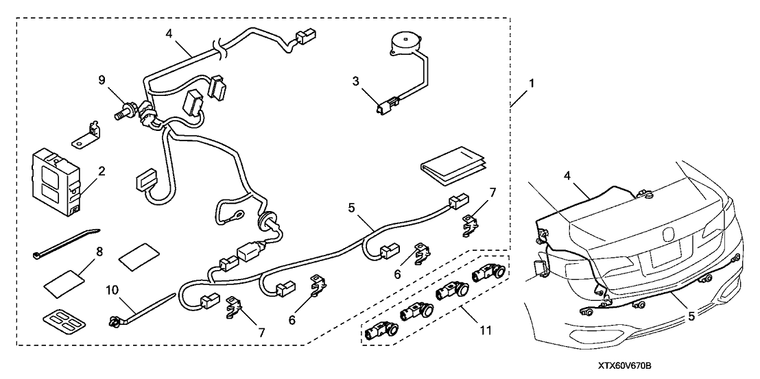 Acura 08V67-TX6-9B031 Harness, Back-Up Bumper