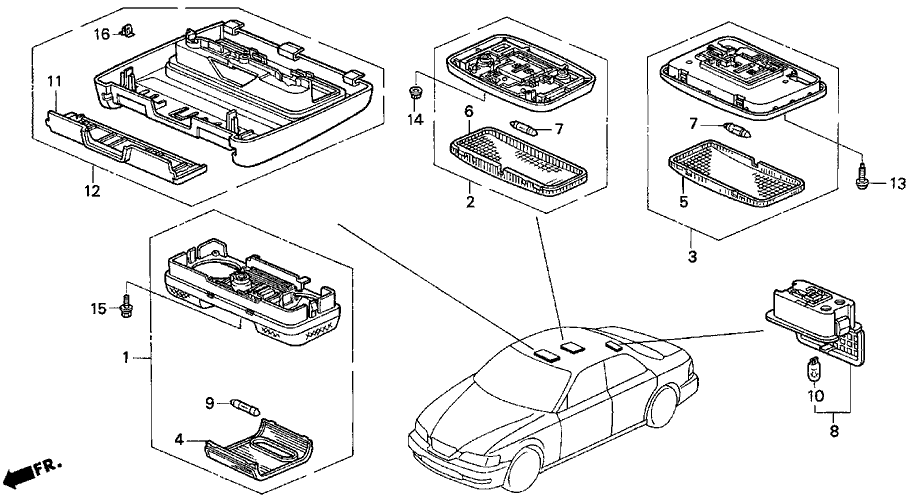 Acura 34250-SL5-A02ZF Light Assembly, Interior & Speaker (Clear Gray)