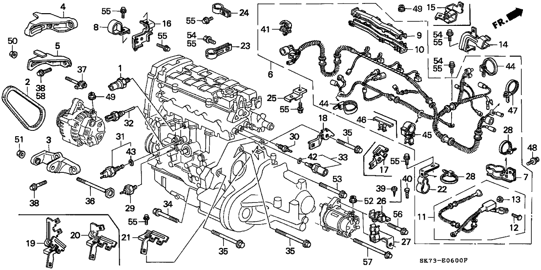 Acura 32113-PR3-000 Clamp, Engine Wire Harness (K)