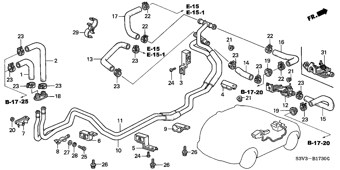 Acura 79726-S3V-A10 Hose B, Water Outlet