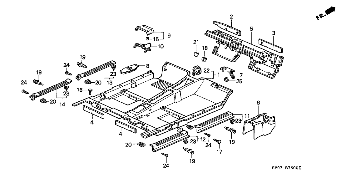 Acura 84212-SP0-003ZE Garnish, Right Rear Side (Lower) (Excel Charcoal)