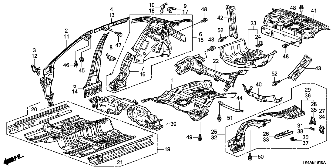Acura 64125-TK4-A01 Separator, Right Front Pillar (Upper) (Inner)