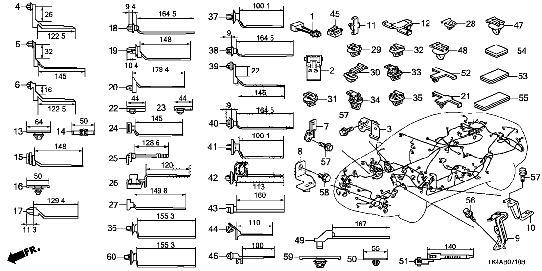 Acura 32748-RK1-A70 Stay H, Engine Wire Harness