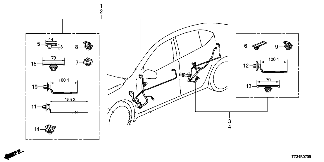 Acura 32753-TZ3-A01 Wire Harness, Rear