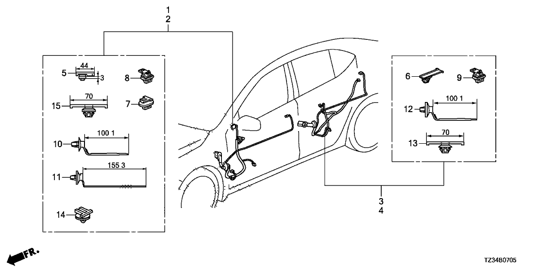 Acura 32753-TZ3-Y01 Wire Harness, Rear