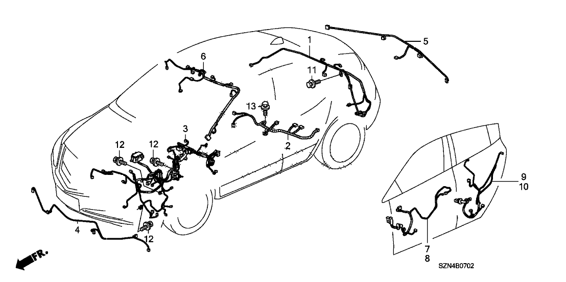 Acura 32752-SZN-A00 Wire Harness, As Door