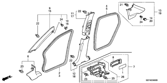 2004 Acura TL Lining Assembly, Driver Side Cowl Side (Light Cream Ivory) Diagram for 83161-SEP-A02ZD