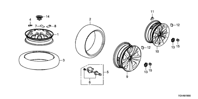 2021 Acura TLX Wheel (19X8.5J) Diagram for 42800-TGV-A40