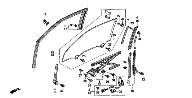 1994 Acura Integra Channel, Driver Side Door Run Diagram for 72275-ST7-013