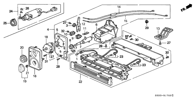 1993 Acura Integra 4 Door GSL (LEATHER) KL 4AT Heater Control (Button) Diagram
