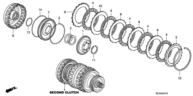 2005 Acura TSX Piston, Second Clutch Diagram for 22621-RCL-003