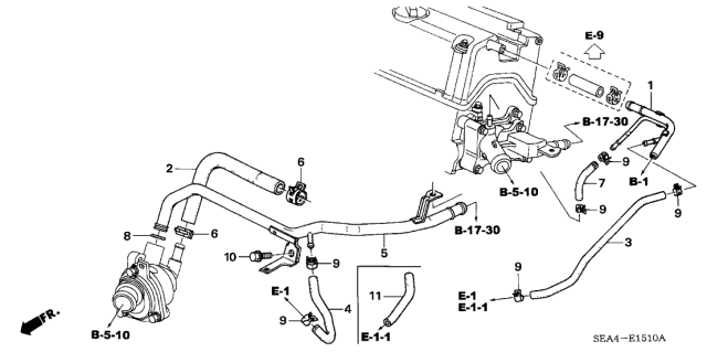 2005 Acura TSX Heater Pipe Diagram for 19510-RBB-000