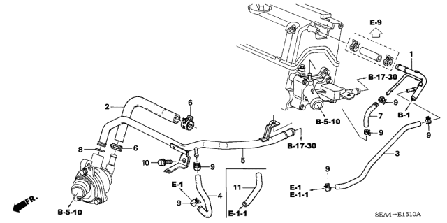 2006 Acura TSX 4 Door TSX (NAVIGATION) KA 5AT Water Hose Diagram