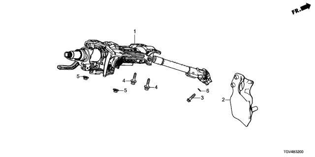2021 Acura TLX Cover, Steering Joint Diagram for 53320-TGV-A00