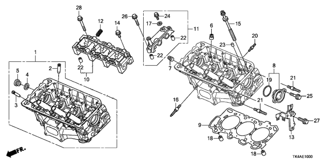 2014 Acura TL Front Cylinder Head Diagram