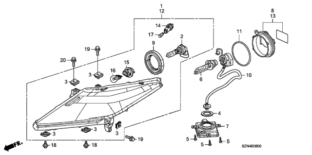 2011 Acura ZDX Cover, Rubber Diagram for 33127-S3V-A01