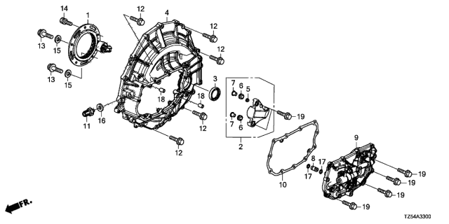 2018 Acura MDX 5 Door TECH (HYBRID) KA DCT AT Left Side Cover - Oil Pump Diagram