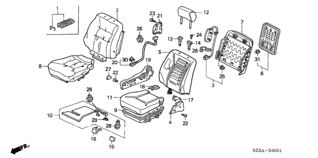 2004 Acura RL Cover, Passenger Side Center (Light Lapis) Diagram for 81115-SZ3-A10ZK