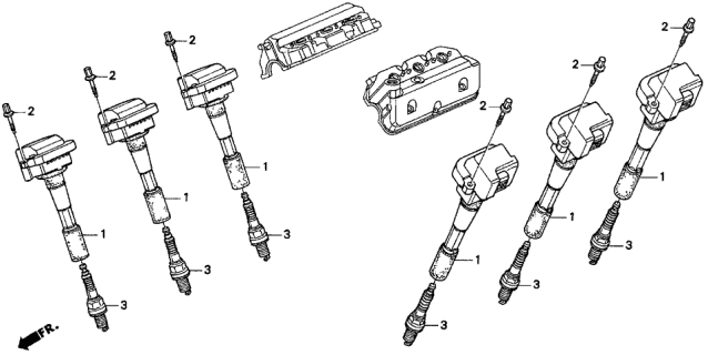 1996 Acura TL 4 Door PRE3.2 KA 4AT Ignition Coil - Spark Plug (V6) Diagram