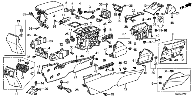 2013 Acura TSX Console Diagram