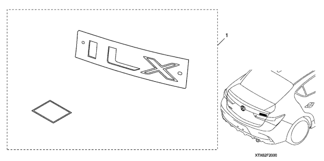 2021 Acura ILX 4 Door 24TECH (A-SPEC) KA DCT Emblem (Black Chrome) (ILX) Diagram
