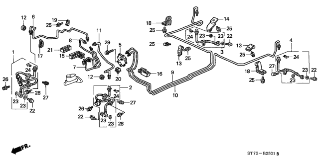 1998 Acura Integra Brake Pipe F Diagram for 46360-ST7-A11