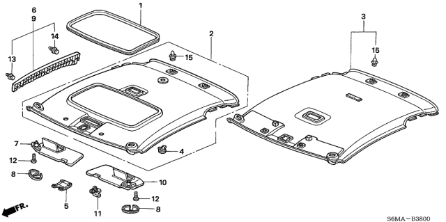 2006 Acura RSX Roof Lining Diagram