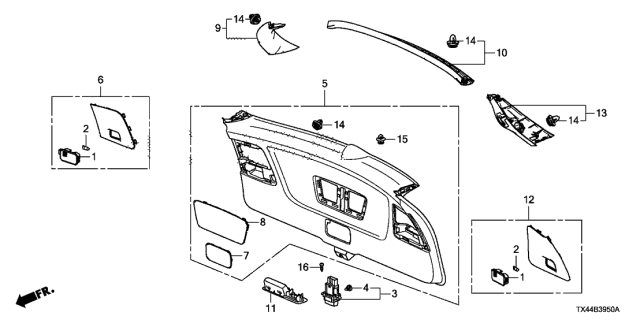 2014 Acura RDX 5 Door BASE (2WD) KA 6AT Tailgate Lining Diagram