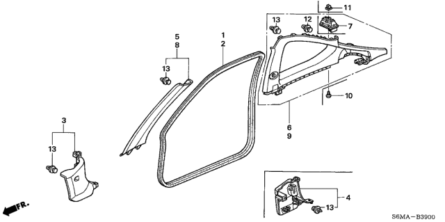 2006 Acura RSX Pillar Garnish Diagram