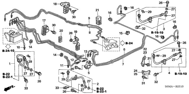 2006 Acura RSX 3 Door BASE KA 5MT Brake Lines (ABS) Diagram