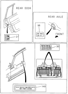 1996 Acura SLX 4 Door 4LS (PREMIUM) KL 4AT Caution Plate - Label Diagram 1