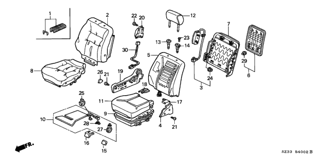 1999 Acura RL Front Seat-Cushion Cover-Top Back Right (Graphite Black) (Side Airbag) (Leather) Diagram for 04811-SZ3-A81ZA