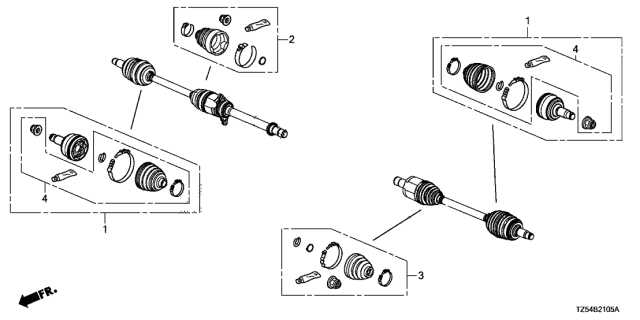 2014 Acura MDX Joint Set,Outboard Diagram for 44014-TZ6-A01