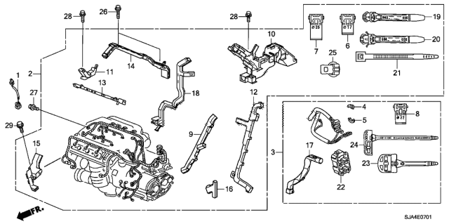 2011 Acura RL Holder H, Engine Harness Diagram for 32134-R70-A00