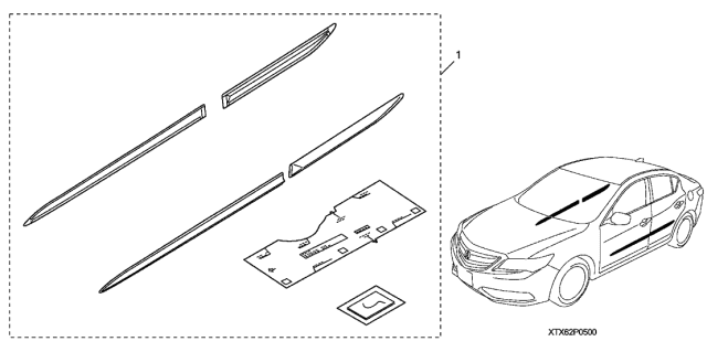 2016 Acura ILX Body Side Molding Diagram