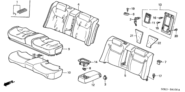 2000 Acura TL Rear Seat Diagram