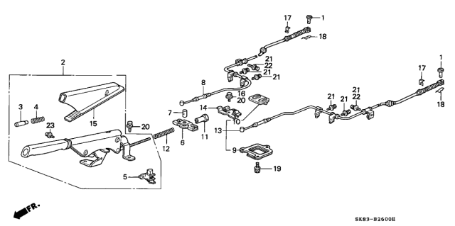 1991 Acura Integra Lever Assembly, Parking Brake (Palmy Gray) Diagram for 47105-SH4-G00ZB