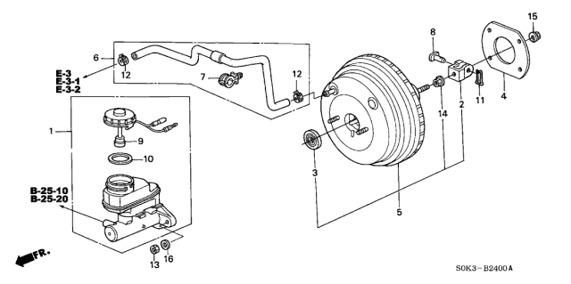 Brake Master Cylinder Diagram for 46100-S0K-A03
