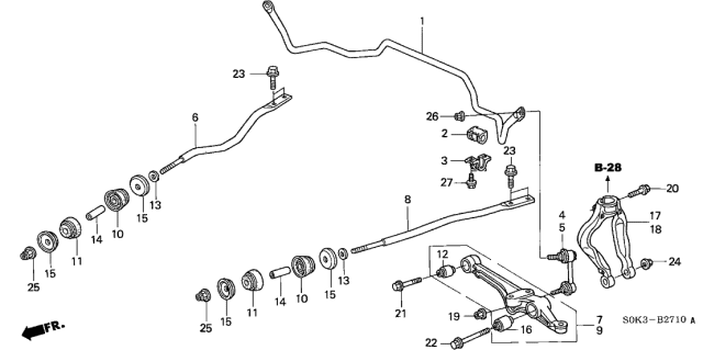 2003 Acura TL Radius Rod Diagram for 51362-S87-A02