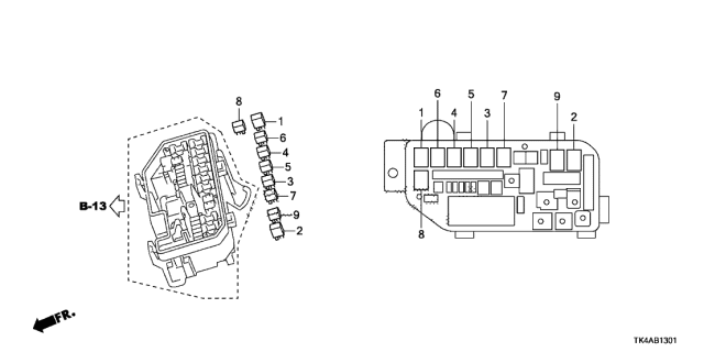 2013 Acura TL 4 Door ADV (SHAWD) KA 6AT Control Unit - Engine Room Diagram 2