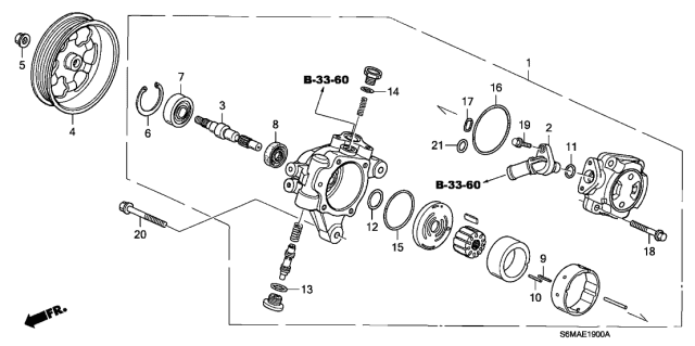 2006 Acura RSX Power Steering Pump Sub-Assembly Diagram for 56110-PND-A02