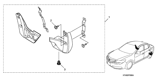 2021 Acura ILX 4 Door 24TECH (A-SPEC) KA DCT Rear Splash Guards Diagram