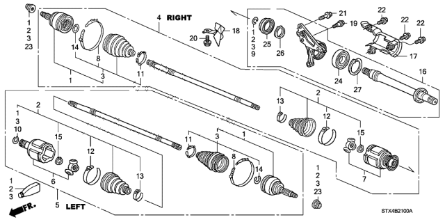 2012 Acura MDX Driveshaft - Half Shaft Diagram