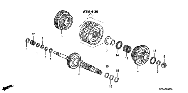 2008 Acura TL 4 Door BASE (NAVIGATION) KA 5AT AT Mainshaft Diagram