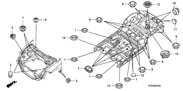 2010 Acura RDX 5 Door TECH KA 5AT Grommet (Front) Diagram