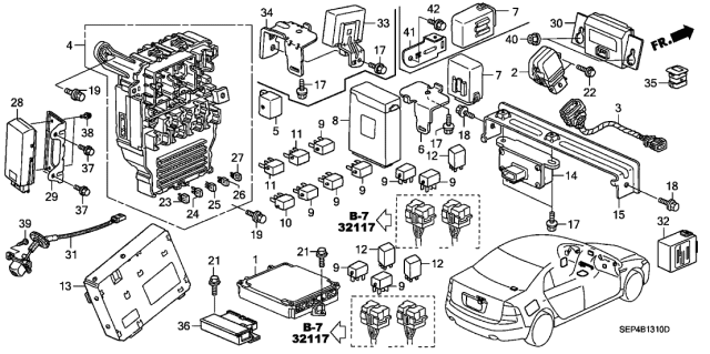 2006 Acura TL Overhead Console, Home Link Roof Switch Black Diagram for 38200-SEP-A05