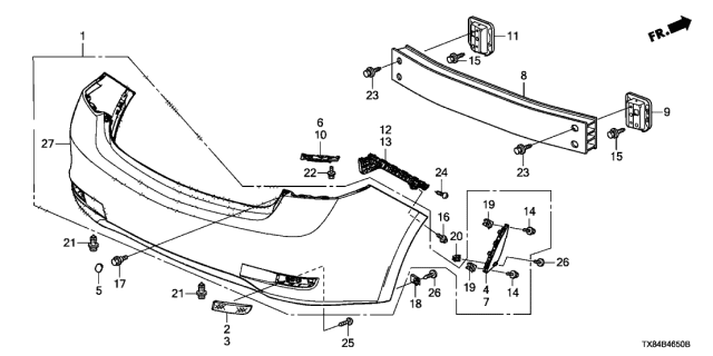 2013 Acura ILX Hybrid 4 Door TECH KL CVT Rear Bumper Diagram