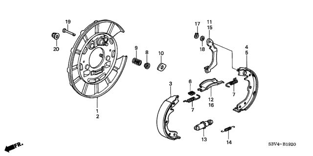 2005 Acura MDX Parking Brake Shoe Diagram