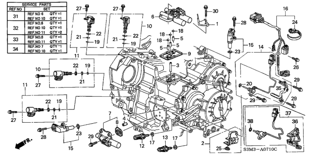 2002 Acura CL 2 Door SPORT KA 5AT Sensor - Solenoid Diagram