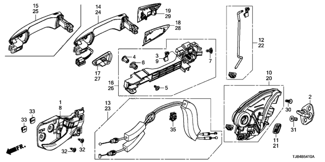 2019 Acura RDX Right Rear Door Power Latch Assembly Diagram for 72610-TVA-A01